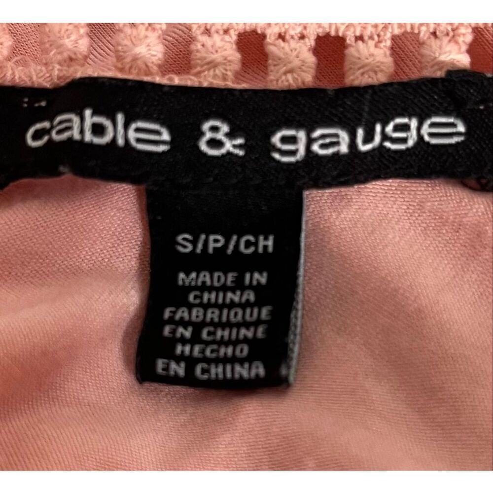 Cable & Gauge Peach Lace Yoke Top Size S - Picture 3 of 4